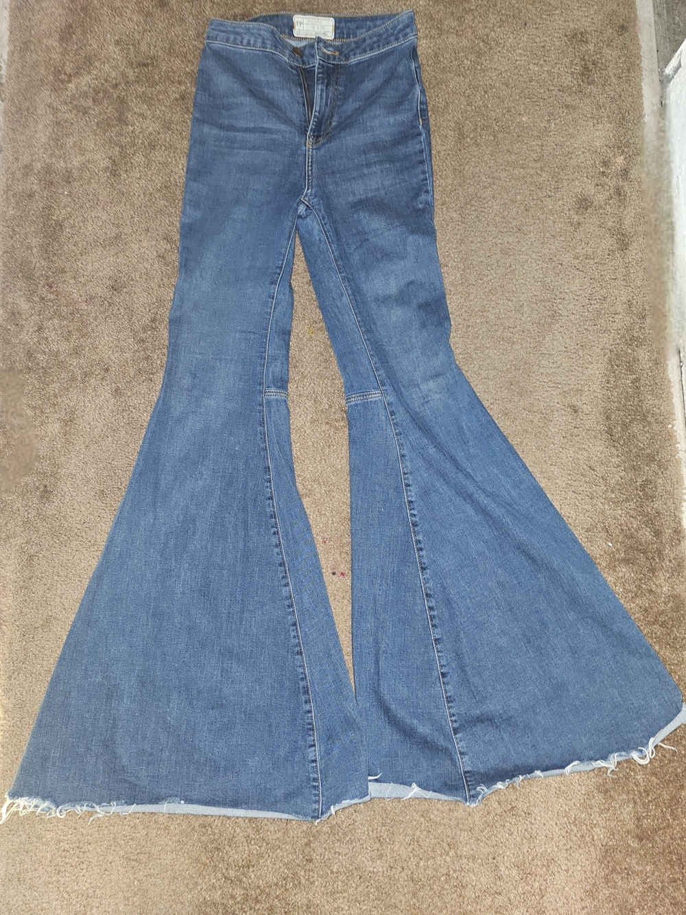 Free People Medium Blue High-Rise Wide-Leg Flare Jeans
